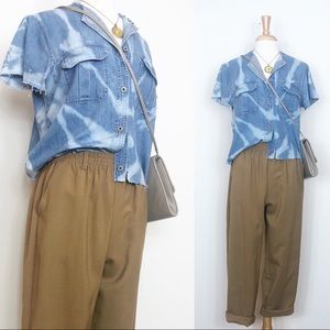 Vintage Slouchy Front Pleat Stretch Waist Pant • L